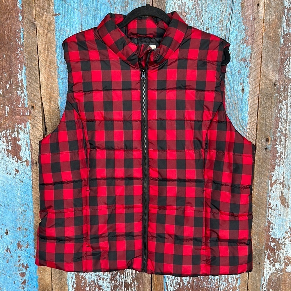Ruff Hewn Buffalo Red & Black Plaid Puffer Vest Size 2XL